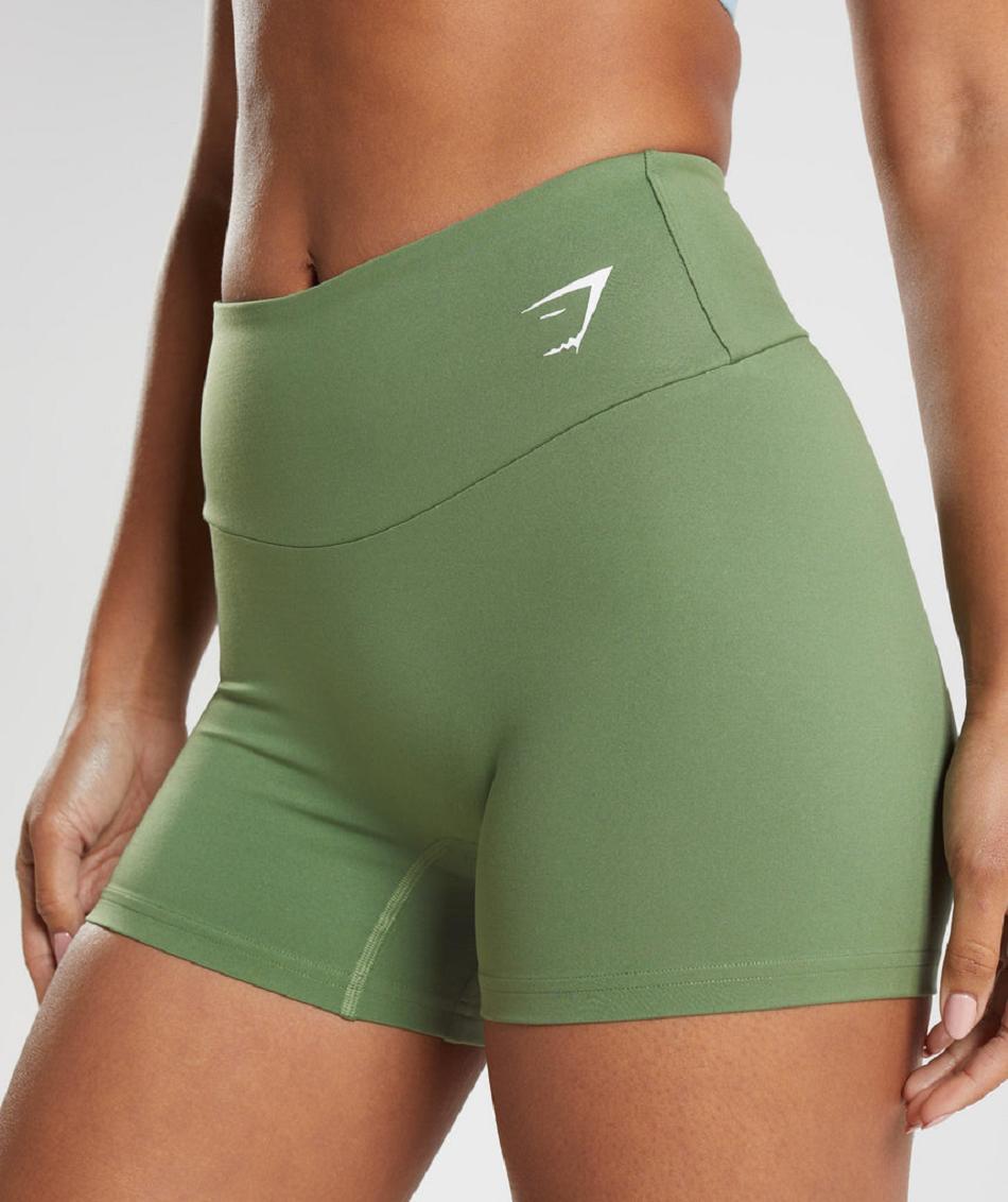 Szorty Damskie Gymshark Treningowe Tight Zielone | PL 2351MQZ